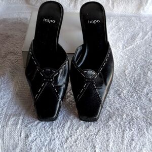 Black , Backless Impo Leather Shoes